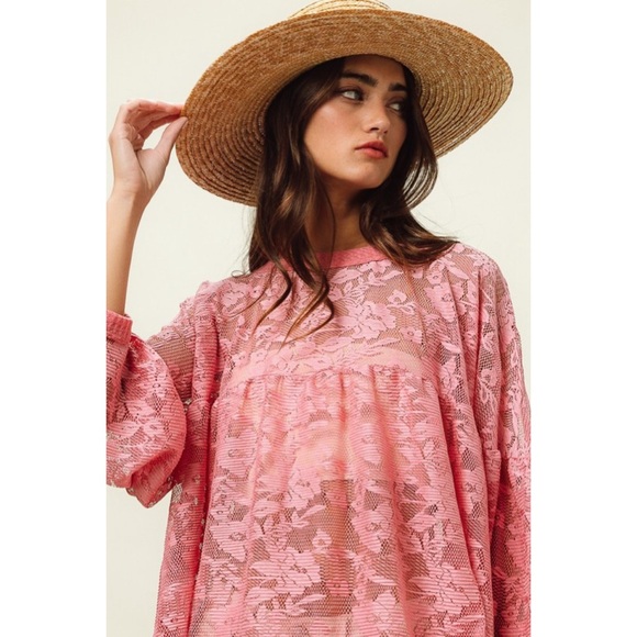 BiBi Pink Lace Top - Picture 9 of 9